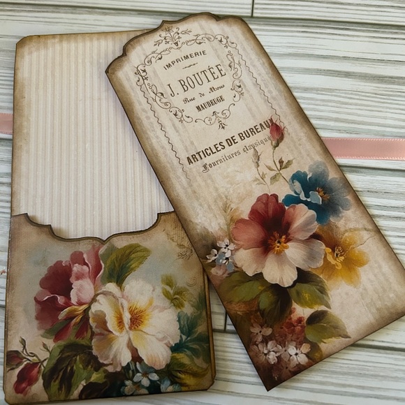 Junk Journal Cards Ephemera Pocket Cards Paris Florals scrapbooking handmade - Picture 2 of 9